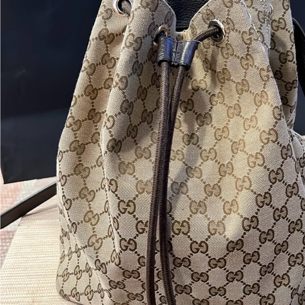 Gucci Tan and Brown Monogram Backpack - Picture 6 of 13